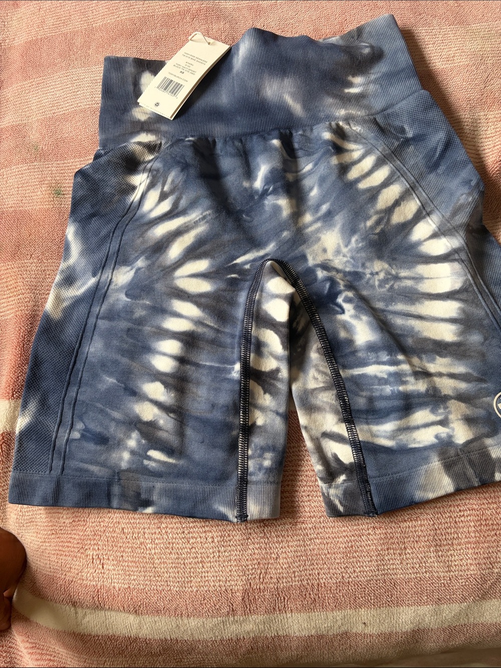 Tory Burch Blue and White Tie-Dye Athletic Shorts